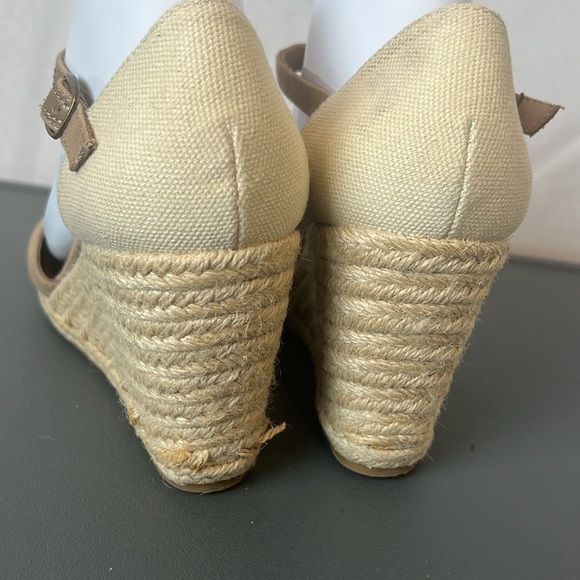 Naturalizer Derby Tan T-Strap Wedge Espadrilles Sandals 10M - Picture 3 of 13